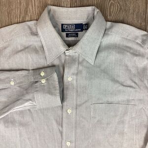 Polo Ralph Lauren Button Up ANDREW Cotton Gray Long Sleeve Men's 16.5 34/35 Pony